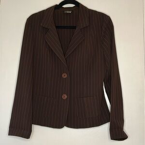 Modern Essentials Juniors Women's Vintage Brown Pinstripe Blazer Size L‎